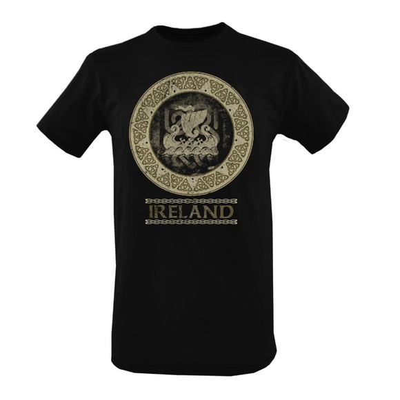 New Mens Ireland Celtic Viking T Shirt Black L XL - Picture 2 of 6